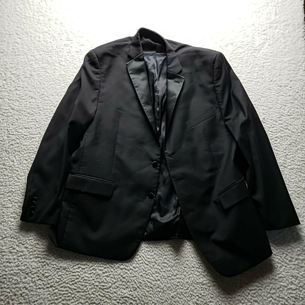 Lauren Ralph Lauren Suit Jacket Mens 46R Black Wool Stretch 2 Button Notch Lapel